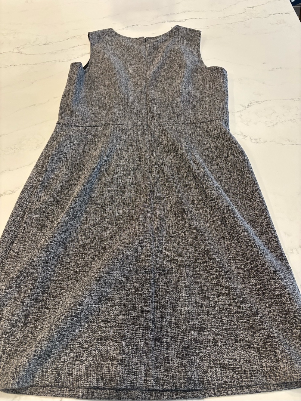 LOFT Gray Tweed Sleeveless Sheath Dress with Side Buttons - Picture 8 of 8